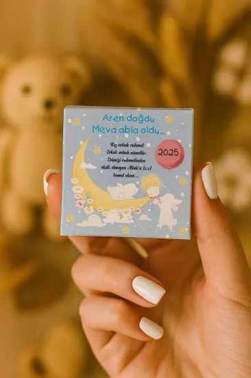 Metal Kutuda Karton Kutulu Madlen Çikolata | Yeni Doğan, Baby Shower, Doğum Günü, Diş Buğdayı Hediyesi