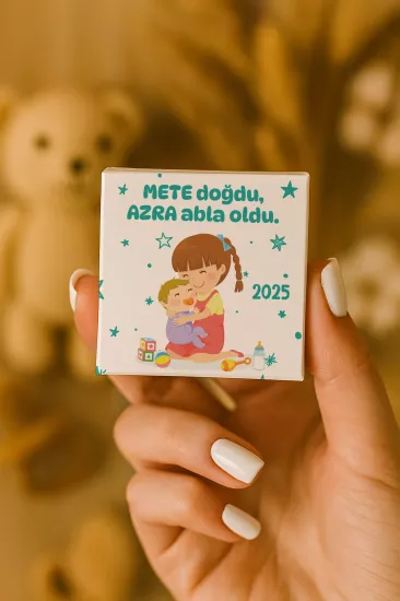 Metal Kutuda Karton Kutulu Madlen Çikolata | Yeni Doğan, Baby Shower, Doğum Günü, Diş Buğdayı Hediyesi