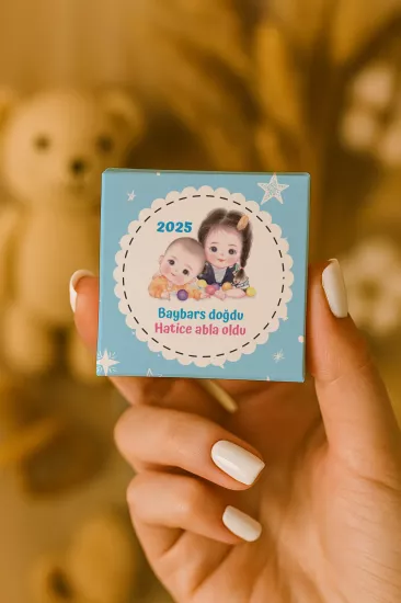 Metal Kutuda Karton Kutulu Madlen Çikolata | Yeni Doğan, Baby Shower, Doğum Günü, Diş Buğdayı Hediyesi