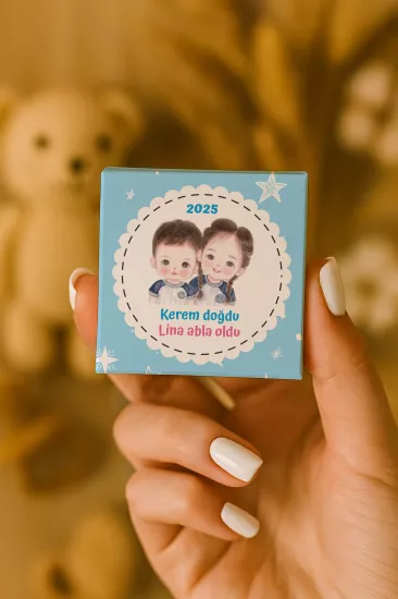 Metal Kutuda Karton Kutulu Madlen Çikolata | Yeni Doğan, Baby Shower, Doğum Günü, Diş Buğdayı Hediyesi