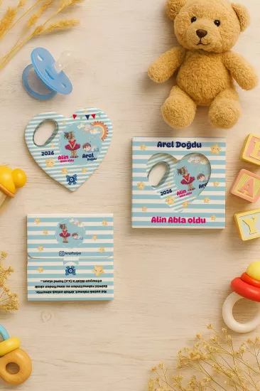 Yeni Doğan, Baby Shower ve Doğum Günü Kutulu Kalp Açacak Magnet
