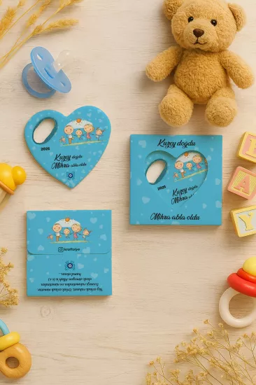 Yeni Doğan, Baby Shower ve Doğum Günü Kutulu Kalp Açacak Magnet