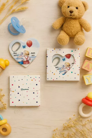 Yeni Doğan, Baby Shower ve Doğum Günü Kutulu Kalp Açacak Magnet