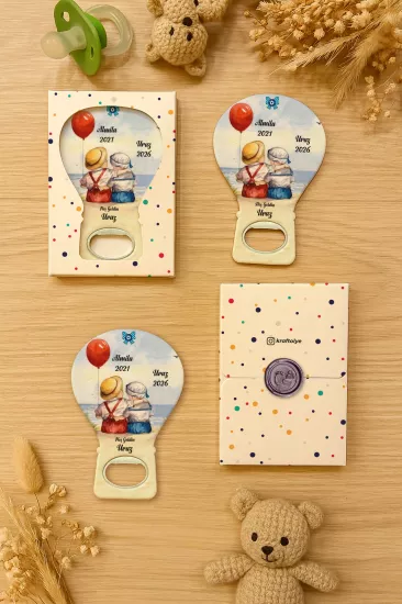 Mühürlü Kutulu Balon Açacak Magnet – Yeni Doğan, Doğum Günü, Baby Shower, Diş Buğdayı Hediyesi