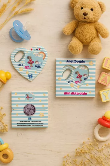 Mühürlü Kutulu Kalp Açacak Magnet | Baby Shower, Yeni Doğan ve Özel Gün Hediyesi