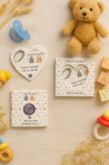 Mühürlü Kutulu Kalp Açacak Magnet | Baby Shower, Yeni Doğan ve Özel Gün Hediyesi