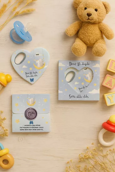 Mühürlü Kutulu Kalp Açacak Magnet | Baby Shower, Yeni Doğan ve Özel Gün Hediyesi