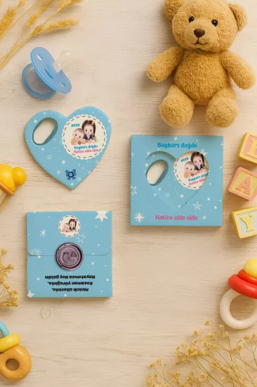 Mühürlü Kutulu Kalp Açacak Magnet | Baby Shower, Yeni Doğan ve Özel Gün Hediyesi