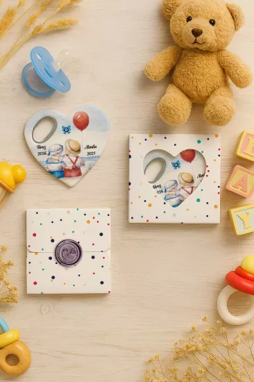 Mühürlü Kutulu Kalp Açacak Magnet | Baby Shower, Yeni Doğan ve Özel Gün Hediyesi