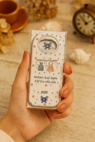 Kişiye Özel Kartlı Uzun Açacak Magnet | Bebek ve Özel Gün Hediyelikleri