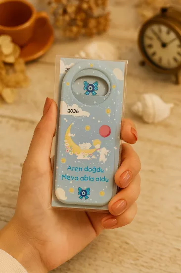 Kişiye Özel Kartlı Uzun Açacak Magnet | Bebek ve Özel Gün Hediyelikleri