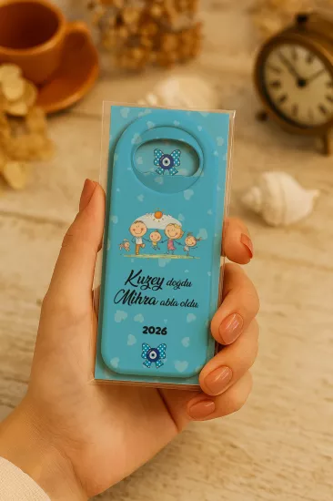 Kişiye Özel Kartlı Uzun Açacak Magnet | Bebek ve Özel Gün Hediyelikleri