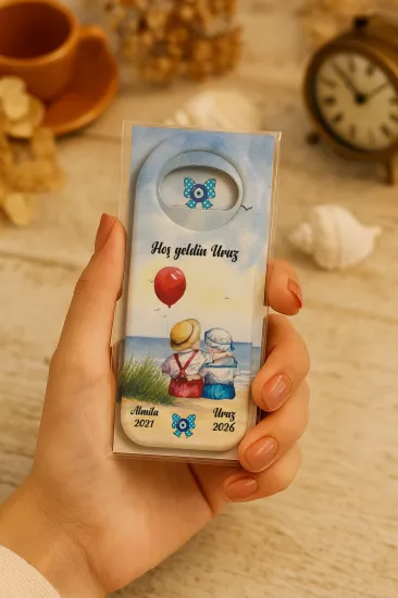 Kişiye Özel Kartlı Uzun Açacak Magnet | Bebek ve Özel Gün Hediyelikleri