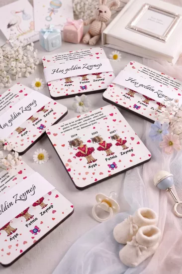 Bebek & Doğum Günü Ahşap Bardak Altlıkları