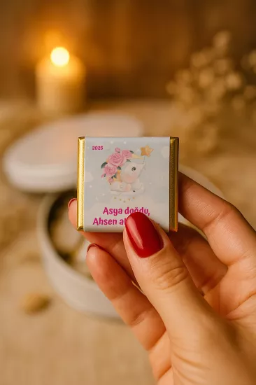Kişiye Özel Bebek Hediyelikleri | Sargılı Madlen Çikolata | Yeni Doğan – Baby Shower – Doğum Günü – Diş Buğdayı