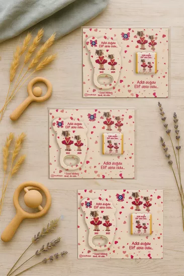 Yeni Doğan Bebek, Doğum Günü, Baby Shower, Diş Buğdayı Hediyesi Çikolatalı Ayak İzi Açacak Magnet