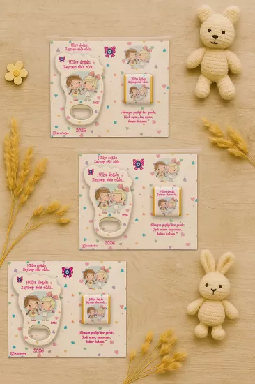 Yeni Doğan Bebek, Doğum Günü, Baby Shower, Diş Buğdayı Hediyesi Çikolatalı Ayak İzi Açacak Magnet