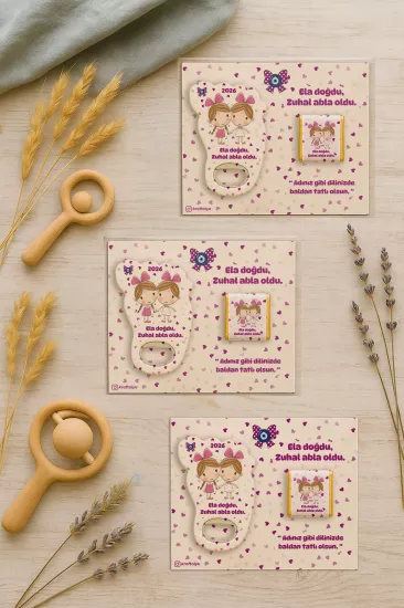 Yeni Doğan Bebek, Doğum Günü, Baby Shower, Diş Buğdayı Hediyesi Çikolatalı Ayak İzi Açacak Magnet