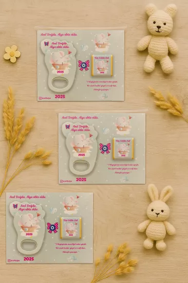 Yeni Doğan Bebek, Doğum Günü, Baby Shower, Diş Buğdayı Hediyesi Çikolatalı Ayak İzi Açacak Magnet