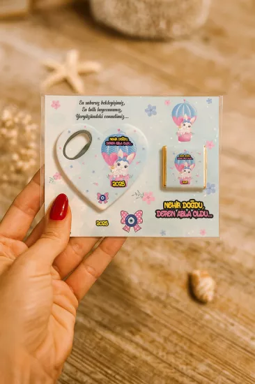 Çikolatalı Kalp Açacak Magnet | Yeni Doğan, Doğum Günü, Baby Shower Hediyesi