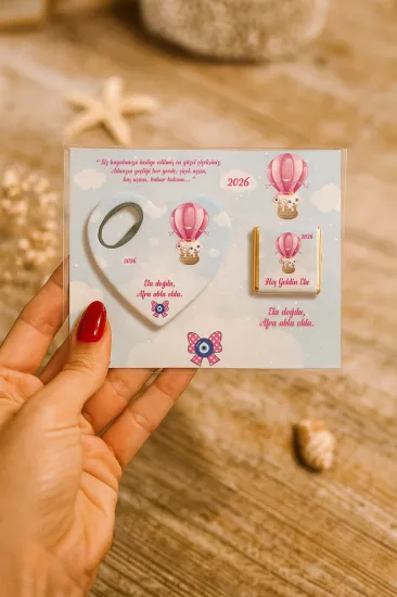 Çikolatalı Kalp Açacak Magnet | Yeni Doğan, Doğum Günü, Baby Shower Hediyesi