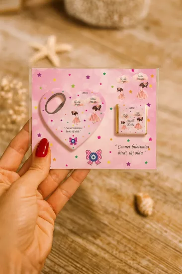 Çikolatalı Kalp Açacak Magnet | Yeni Doğan, Doğum Günü, Baby Shower Hediyesi