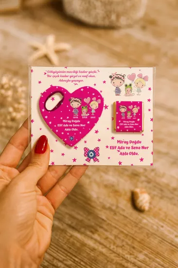 Çikolatalı Kalp Açacak Magnet | Yeni Doğan, Doğum Günü, Baby Shower Hediyesi