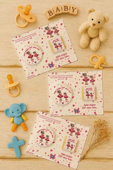 Yeni Doğan ve Baby Shower Çikolatalı Kapak Açacak Magnet Hediyelikleri
