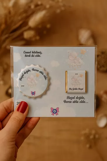 Yeni Doğan ve Baby Shower Çikolatalı Kapak Açacak Magnet Hediyelikleri