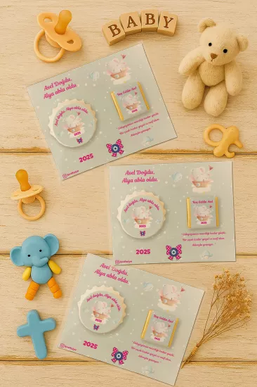 Yeni Doğan ve Baby Shower Çikolatalı Kapak Açacak Magnet Hediyelikleri