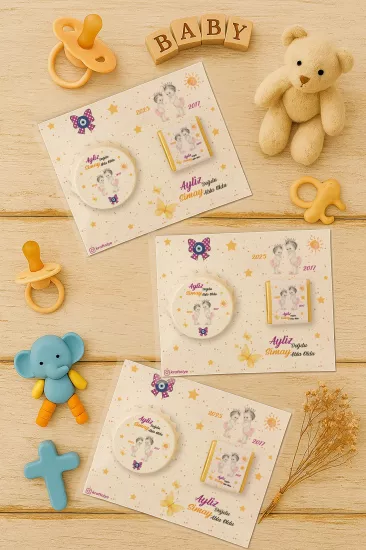 Yeni Doğan ve Baby Shower Çikolatalı Kapak Açacak Magnet Hediyelikleri