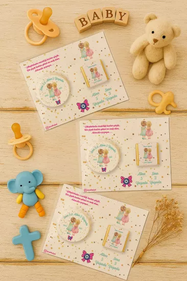 Yeni Doğan ve Baby Shower Çikolatalı Kapak Açacak Magnet Hediyelikleri