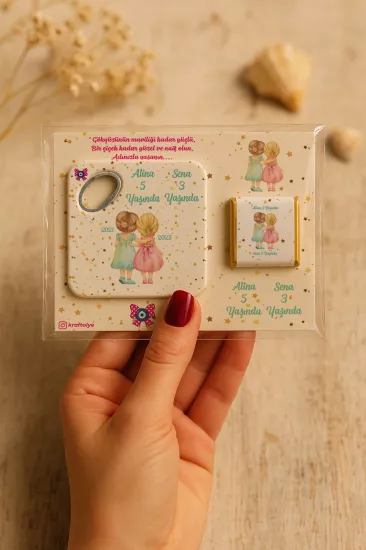 Çikolatalı Kare Bardak Altlığı Açacak Magnet