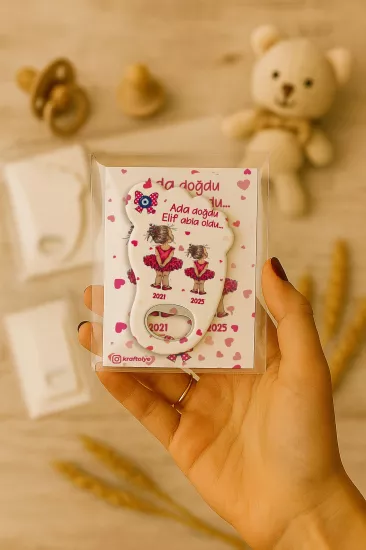 Kartlı Ayak İzi Açacak Magnet|Bebek Hediyelikleri