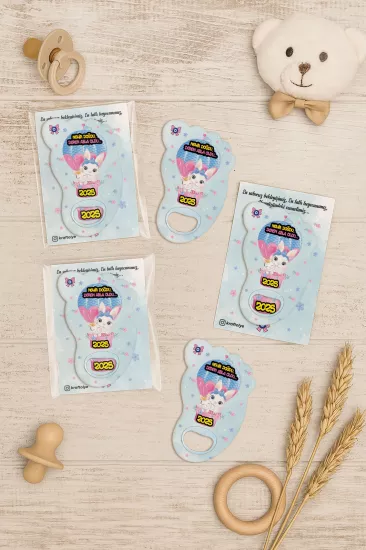 Kartlı Ayak İzi Açacak Magnet|Bebek Hediyelikleri