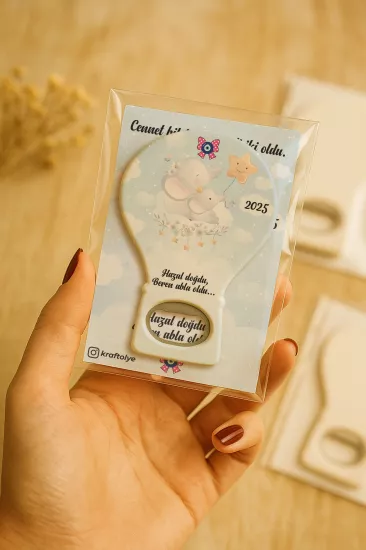 Jelatin Kartlı Bebek Hediyesi Balon Açacak Magnet | Baby Shower – Doğum Günü – Diş Buğdayı