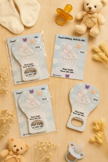 Jelatin Kartlı Bebek Hediyesi Balon Açacak Magnet | Baby Shower – Doğum Günü – Diş Buğdayı