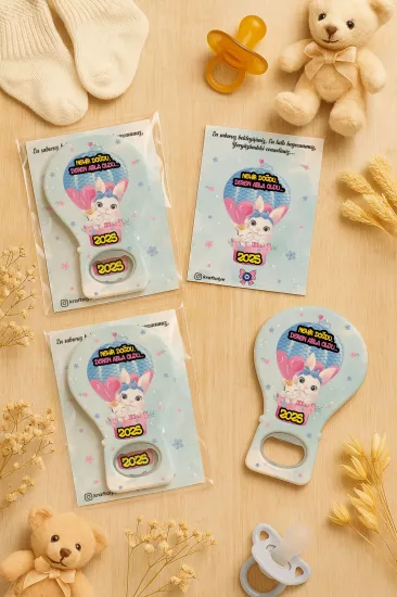 Jelatin Kartlı Bebek Hediyesi Balon Açacak Magnet | Baby Shower – Doğum Günü – Diş Buğdayı