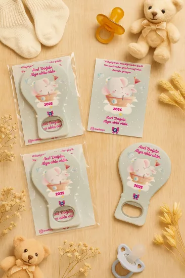Jelatin Kartlı Bebek Hediyesi Balon Açacak Magnet | Baby Shower – Doğum Günü – Diş Buğdayı