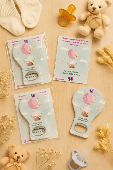Jelatin Kartlı Bebek Hediyesi Balon Açacak Magnet | Baby Shower – Doğum Günü – Diş Buğdayı
