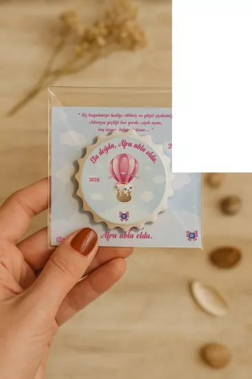 Kişiye Özel Kartlı Kapak Şekilli Açacak Magnet | Yeni Doğan & Özel Gün Hediyelikleri