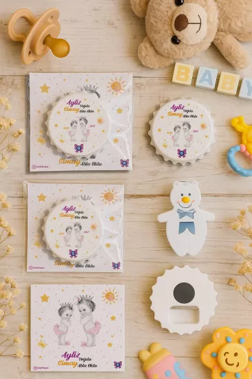 Kişiye Özel Kartlı Kapak Şekilli Açacak Magnet | Yeni Doğan & Özel Gün Hediyelikleri