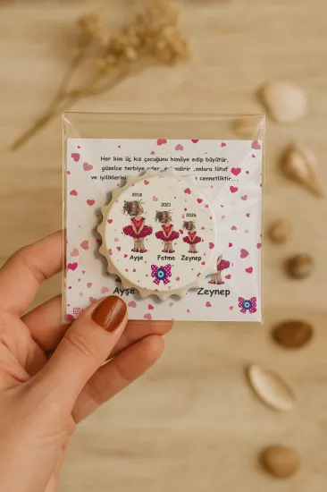 Kişiye Özel Kartlı Kapak Şekilli Açacak Magnet | Yeni Doğan & Özel Gün Hediyelikleri