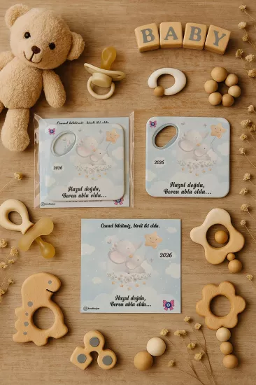 Doğum Günü & Baby Shower Dikdörtgen Açacak Magnet