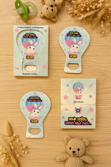 Kutulu Balon Açacak Magnet – Yeni Doğan, Baby Shower, Doğum Günü, Diş Buğdayı Hediyesi