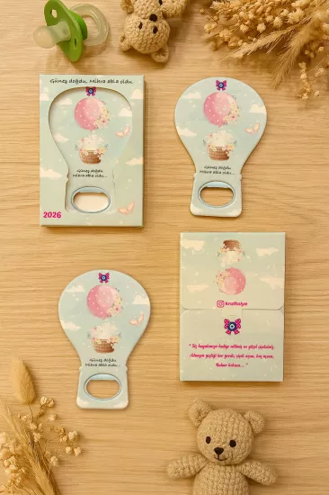 Kutulu Balon Açacak Magnet – Yeni Doğan, Baby Shower, Doğum Günü, Diş Buğdayı Hediyesi