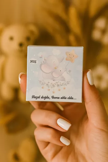 Metal Kutuda Karton Kutulu Madlen Çikolata | Yeni Doğan, Baby Shower, Doğum Günü, Diş Buğdayı Hediyesi