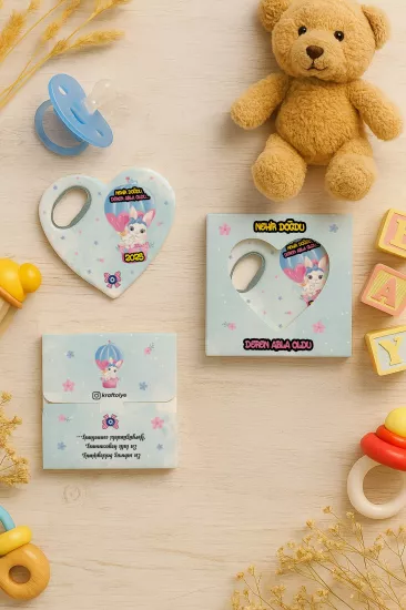 Yeni Doğan, Baby Shower ve Doğum Günü Kutulu Kalp Açacak Magnet
