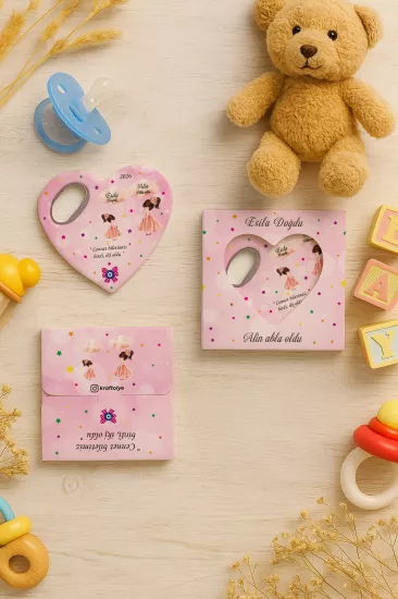 Yeni Doğan, Baby Shower ve Doğum Günü Kutulu Kalp Açacak Magnet