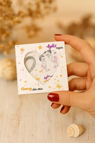 Yeni Doğan, Baby Shower ve Doğum Günü Kutulu Kalp Açacak Magnet